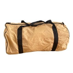 Vintage 80s Barrel Duffle Bag Travel Pack Packable Carry On Unbranded Gym Beige